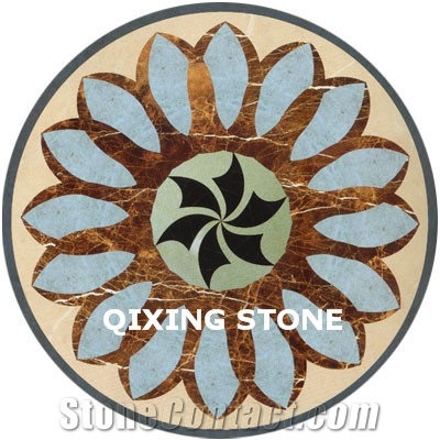 Waterjet Marble Square Medallions Floor Tile Inlay Design Pattern Floor Tiles