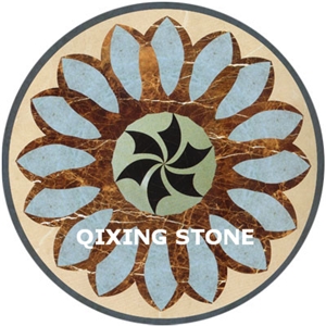 Waterjet Marble Square Medallions Floor Tile Inlay Design Pattern Floor Tiles