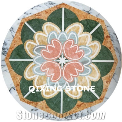 Waterjet Marble Square Medallions Floor Tile Inlay Design Pattern Floor Tiles