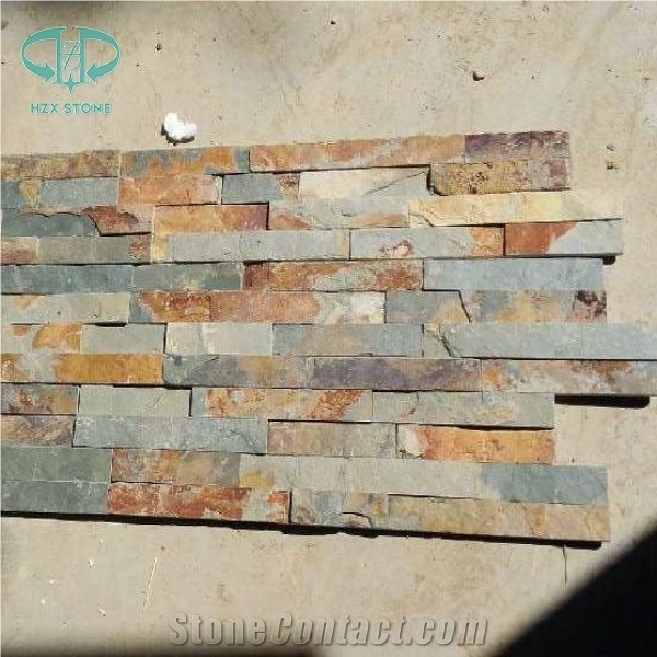 Black Yellow Golden Green Slate Panels Natural Split Slate Culture Stone Wall Cladding Decoration Veneer Tiles Ledge Stone