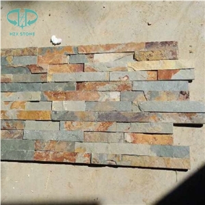 Black Yellow Golden Green Slate Panels Natural Split Slate Culture Stone Wall Cladding Veneer Tiles Ledge Stone