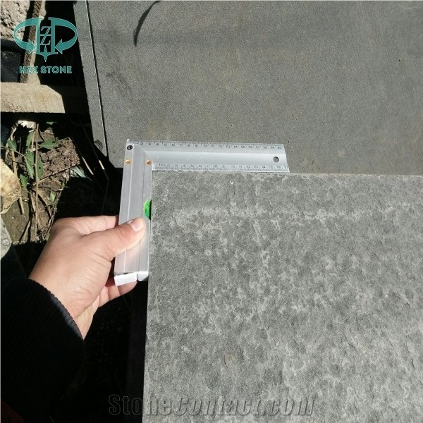 Chinese Mongolia Black Basalt Slabs Abosolute Black Basalt Slabs Basalt Tiles Polished Flamed