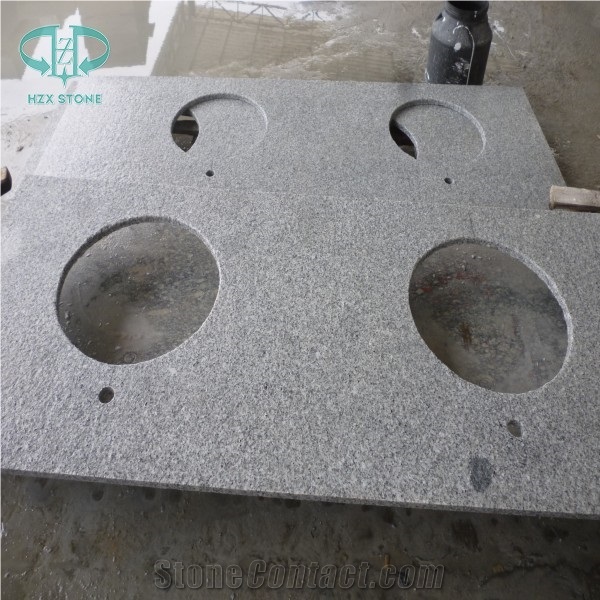 Grey Granite Bath Tops, G603 Bathroom Countertops, White Granite Custom Vanity Tops