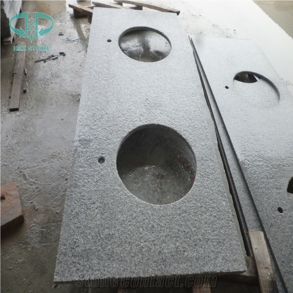 Grey Granite Bath Tops, G603 Bathroom Countertops, White Granite Custom Vanity Tops
