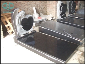 Headstones with Flower Bed,Black Granite Tombstone & Monument,China Black Granite Monuments