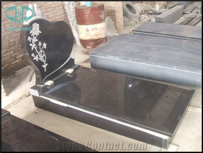 Headstones with Flower Bed,Black Granite Tombstone & Monument,China Black Granite Monuments