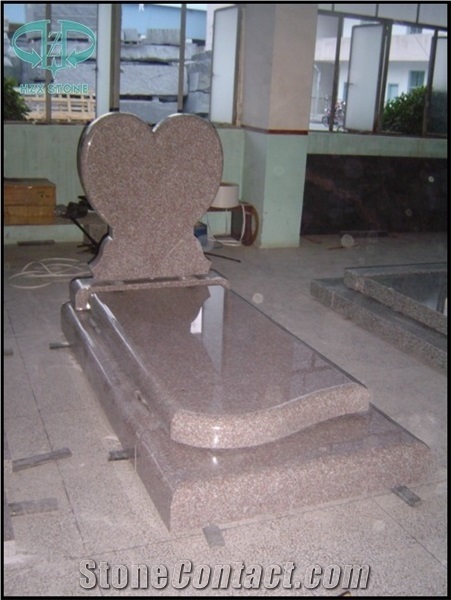 Heart Tombstone, Indian Red Granite Tombstone & Monument