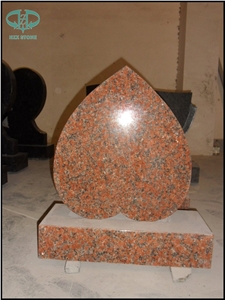 Indian Red Granite Double Heart Monument P2 Brp
