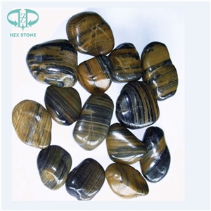 Polished Tiger Skin Pebbles Yellow Pebble Stone