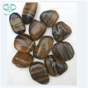 Polished Tiger Skin Pebbles Yellow Pebble Stone