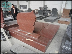 Red Granite Monuments for America, American Style Serp Top Monument Design