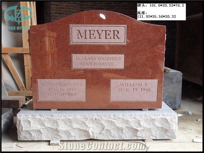 Red Granite Monuments for America, American Style Serp Top Monument Design