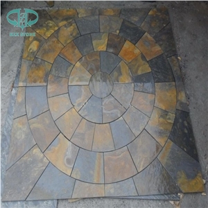 Rusty Round/Circular Shape Floor Tile Covering,Landscaping Paver Tile Cladding, China Multicolor Slate Flagstone