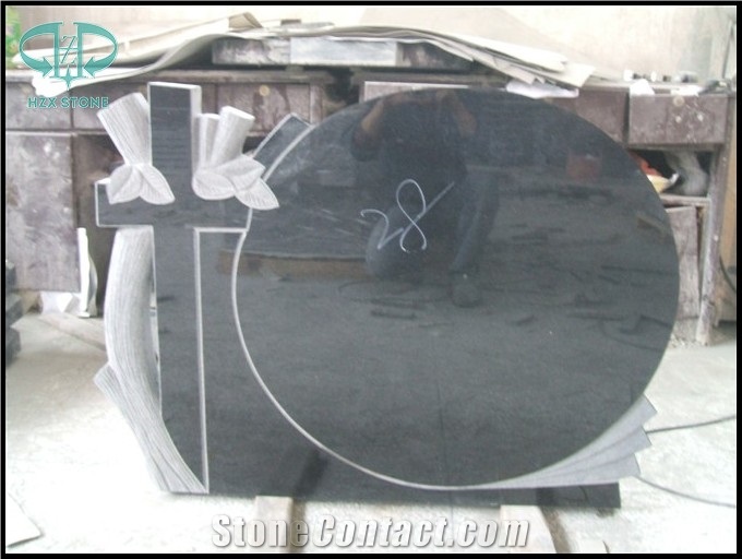 Shanxi Black Granite Angel with Heart Shape Monument, Headstone