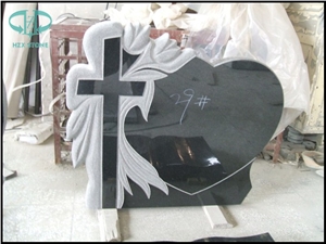 Shanxi Black Granite Angel with Heart Shape Monument, Headstone