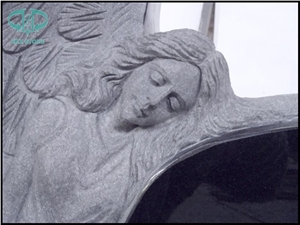 Shanxi Black Granite Angel with Heart Tombstone