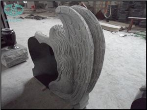 Shanxi Black Granite Angel with Heart Tombstone