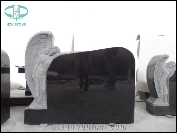 Shanxi Black Granite Tombstone & Monument,Memorials,Gravestone & Jesus Sculpture Cross Headstone Produce for Poland Client