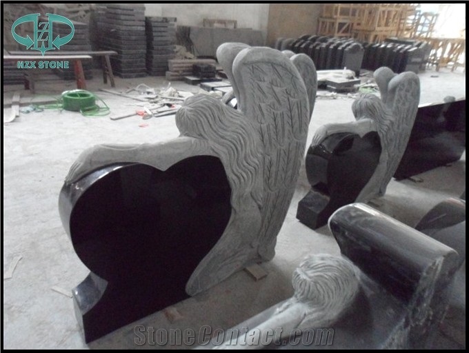 Shanxi Black Granite Tombstone & Monument,Memorials,Gravestone & Jesus Sculpture Cross Headstone Produce for Poland Client