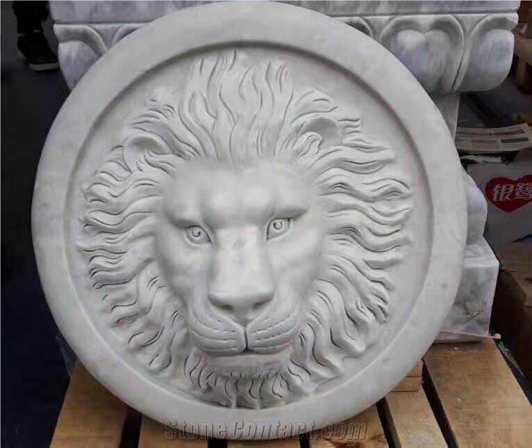 3d Sculptural Decoration Stone Wall Art Relief Panel,Marble Tiger Head Sculptured Art Work