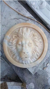 3d Sculptural Decoration Stone Wall Art Relief Panel,Marble Tiger Head Sculptured Art Work