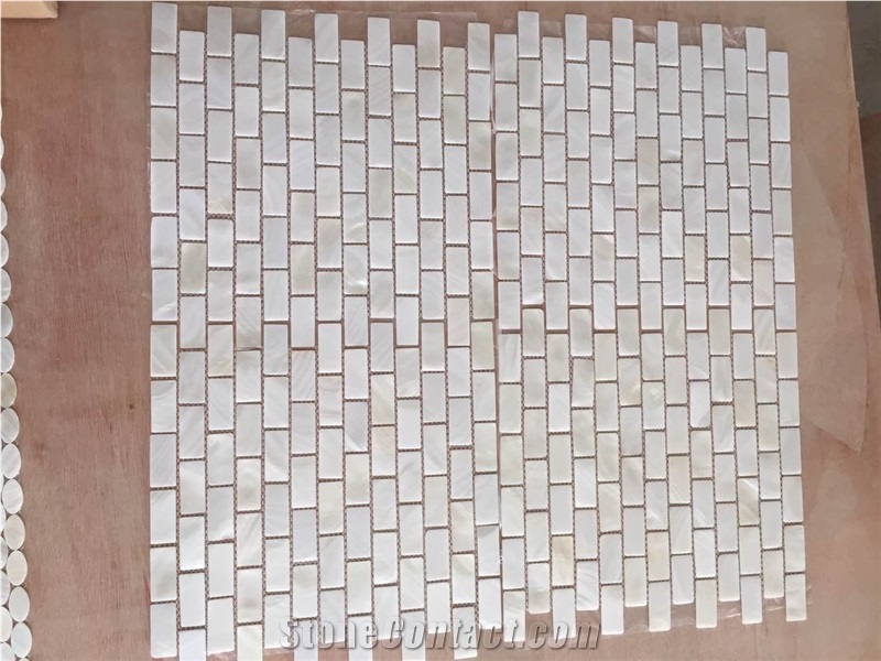China White Pearl Shell Mosaic Wall Panel,Polished Mop Square Mosaic Pattern for Interior Decoraqtion