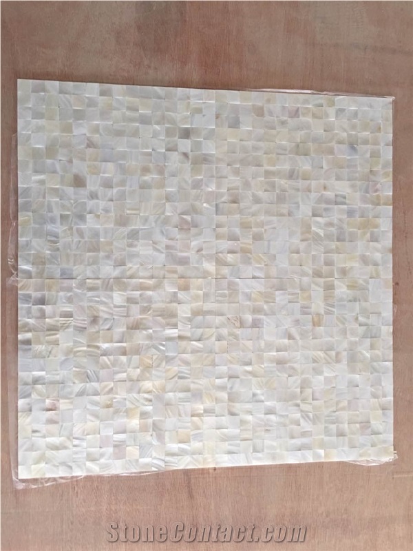 China White Pearl Shell Mosaic Wall Panel,Polished Mop Square Mosaic Pattern for Interior Decoraqtion