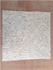 China White Pearl Shell Mosaic Wall Panel,Polished Mop Square Mosaic Pattern for Interior Decoraqtion