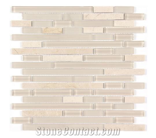 Circle Grey Wood Marble Mix Glass Pebble Mosaic Tile for Wall