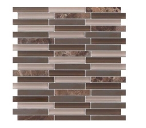 Circle Grey Wood Marble Mix Glass Pebble Mosaic Tile for Wall