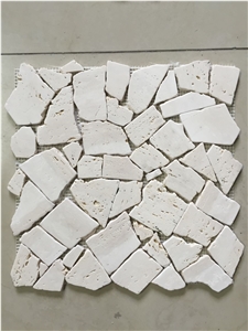 Pebble Travertine Mosaic Tile Tumbled Travertine Mosaic Tile for Floor