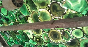 Natural Top Luxury Stone Green Agate Slab, Semiprecious Stone Gemstone Stone, Transperant Countertop Intertior Wall Cladding High Polished