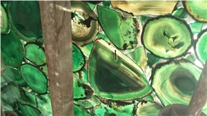 Natural Top Luxury Stone Green Agate Slab, Semiprecious Stone Gemstone Stone, Transperant Countertop Intertior Wall Cladding High Polished
