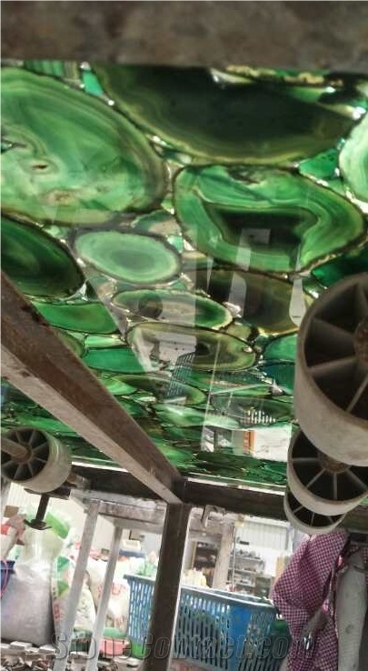 Natural Top Luxury Stone Green Agate Slab, Semiprecious Stone Gemstone Stone, Transperant Countertop Intertior Wall Cladding High Polished