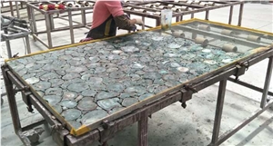 Natural Top Luxury Stone Green Agate Slab, Semiprecious Stone Gemstone Stone, Transperant Countertop Intertior Wall Cladding High Polished