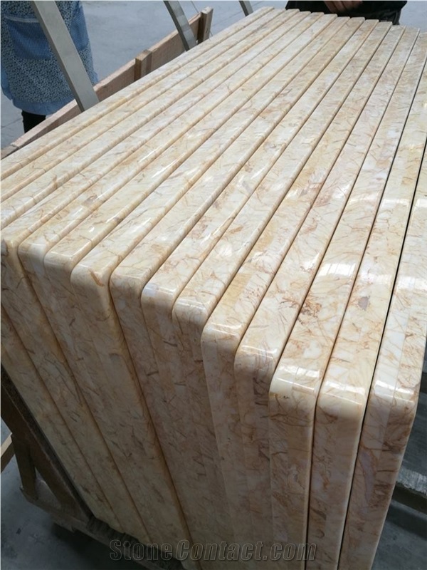 Yellow Beiger Golden Spider Cream Marble Countertop, Natural Stones, House Interior Project