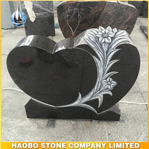 Black Galaxy Granite Heart Shaped Headstone Black Galaxy Granite Heart Shaped Headstone