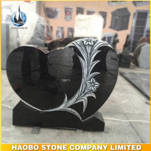 Black Galaxy Granite Heart Shaped Headstone