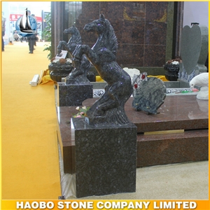 One Pair Guardian Blue Pearl Horse Statue