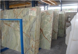 Iran Green Onyx Slabs Tiles, Natural Green Onyx
