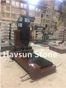 Indian Red and Black Memorial Monuments Tombstone Gravestone for Cemetry