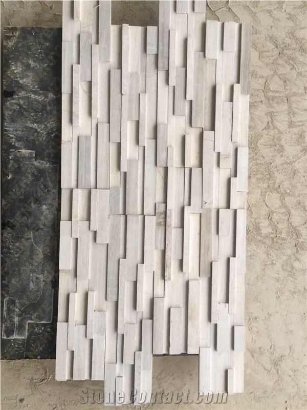 Polished White Wooden Marble Culture Stone Wall Cladding