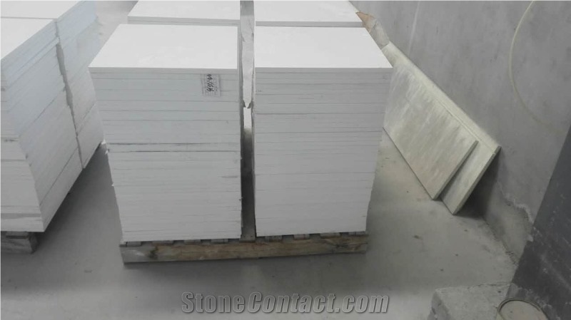 Polished Cut to Size Pure White Quartz Floor Tiles