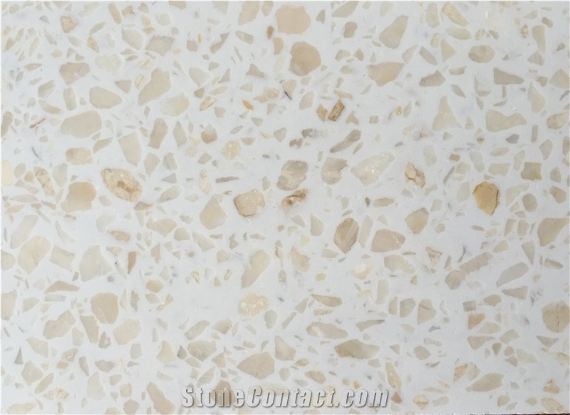 Economic Quartz Slab for Countertop, Beige Solid Surface Engineered Stone