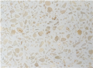 Economic Quartz Slab for Countertop, Beige Solid Surface Engineered Stone
