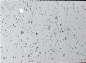 Economic White with Mirrors Quartz Stone Slab, White Solid Surface Engineered Stone