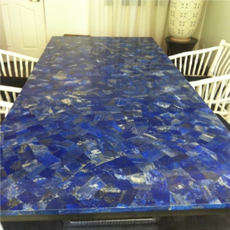 Backlit Blue Natural Semiprecious Lapis Lazuli Stone
