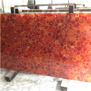 Bar Top Used Natural Quartz Stone Gemstone Red Agate Stone Slab