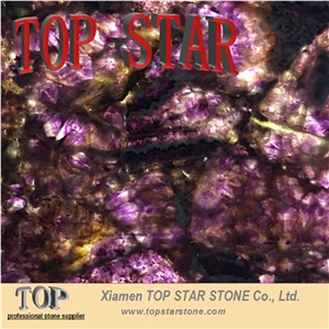 Lilac Gemstone Slab Backlit Natural Amethyst for Vanity Tops