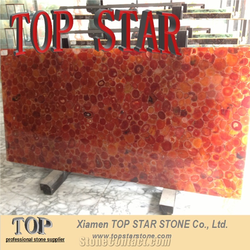 Luxurious Translucent Red Agate Semiprecious Slabs for Hotel Wall Panel Tile